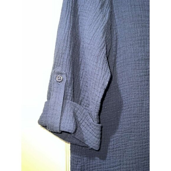 Supply and Demand  3/4 sleeve top gauze Cotton womans Blouse Blue Size M - Picture 6 of 8